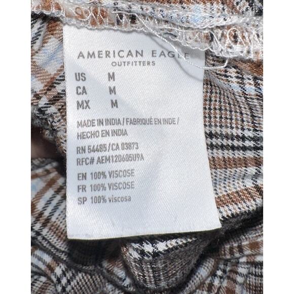 American Eagle Outfitters Women’s Plaid Paperbag Waist pants Size Medium Brown - Picture 6 of 8